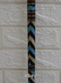 Bâton de marche en bois incrusté de turquoise et de nacre fait main, 96 cm