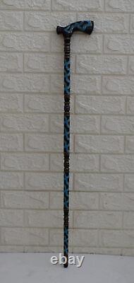 Bâton de marche en bois incrusté de turquoise, fabriqué à la main, 92 cm
