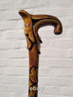 Bâton de marche en bois sculpté à la main avec design, canne de marche pour hommes et femmes, cadeau unique