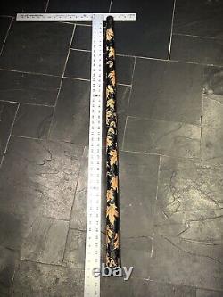 Bâton de marche en bois sculpté à la main avec feuilles d'érable 44 X 1.5 Staff