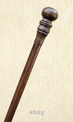 Bâton de marche en bois sculpté à la main avec poignée bouton, élégant et design de cannes de marche en bois.