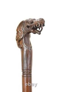 Bâton de marche en bois sculpté à la main avec poignée de dragon Canne de marche à motif de dragon Cadeau