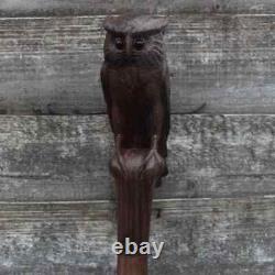 Bâton de marche en bois sculpté à la main avec poignée de hibou pour hommes et femmes - Cadeau de choix