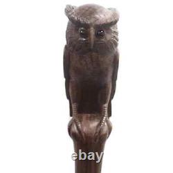 Bâton de marche en bois sculpté à la main avec poignée de hibou pour hommes et femmes - Cadeau de choix