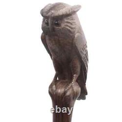 Bâton de marche en bois sculpté à la main avec poignée de hibou pour hommes et femmes - Cadeau de choix