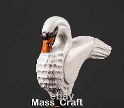 Bâton de marche en bois sculpté à la main avec poignée en forme de cygne, canne de marche d'oiseau, cadeau de Noël