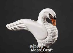 Bâton de marche en bois sculpté à la main avec poignée en forme de cygne, canne de marche d'oiseau, cadeau de Noël