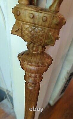 Bâton de marche en bois sculpté à la main avec tête de rhinocéros - Meilleur bâton de marche unique unisexe