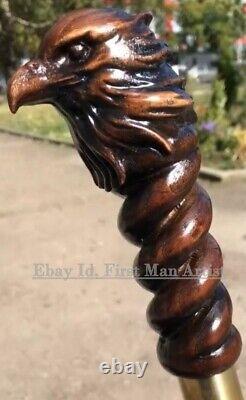 Bâton de marche en bois sculpté à la main avec une tête d'aigle - Canne de marche en forme d'oiseau - Meilleur CADEAU de Noël.