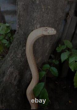 Bâton de marche en bois sculpté à la main, canne de marche en forme de cobra faite à la main, animal