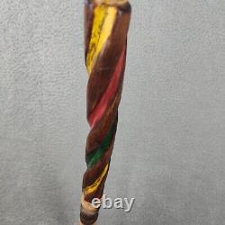 Bâton de marche en bois sculpté à la main de 39 pouces avec poignée d'animal en forme de poisson
