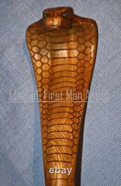 Bâton de marche en bois sculpté à la main représentant un cobra - Meilleur cadeau de Noël pour votre meilleure amie.