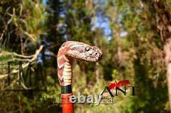 Bâton de marche en bois sculpté à la main représentant une tête de serpent - Le meilleur CADEAU