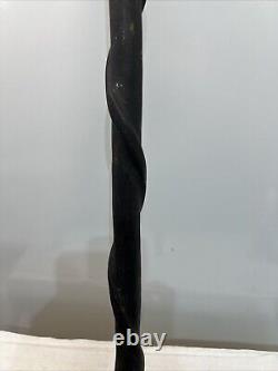 Bâton de marche en bois sculpté à la main, serpent à sonnette, tribal africain