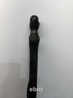 Bâton de marche en bois sculpté à la main, serpent à sonnette, tribal africain