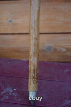 Bâton de marche en bois sculpté avec médaillon européen en forme de bâton de mémoire de marche sur glace allemande