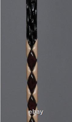 Bâton de marche en bois sculpté fait main orthopédique spécial, de haute qualité.