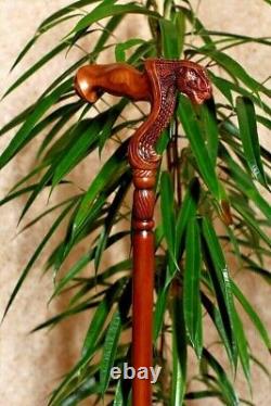 Bâton de marche en bois unique de dinosaure sculpté à la main en bois cadeaux articles