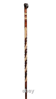 Bâton de marche orthopédique spécial sculpté à la main, canne en bois marron faite à la main, cadeau
