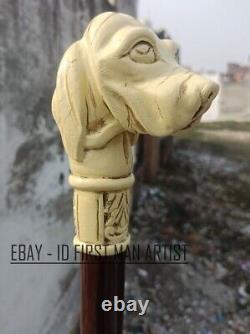 Bâton de marche pour chien en bois sculpté à la main, canne de marche d'animal pour hommes et femmes cadeau