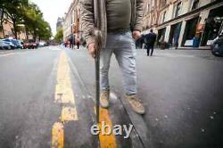 Bâton de marche sculpté à la main avec tête de corbeau en bois, élégant et stylé