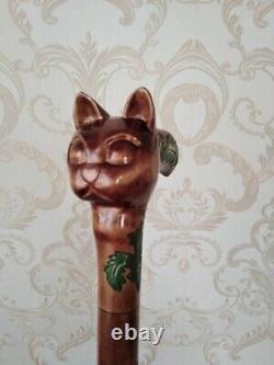 Bâtons De Marche Sculptés À La Main Cane De Marche Unique En Bois Cat Bâtons De Marche Cane Fo