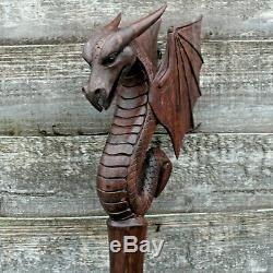 Big Bali Marche En Bois Bâton De Cérémonie Du Personnel Winged Dragon Suar Ornement En Bois