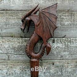 Big Bali Marche En Bois Bâton De Cérémonie Du Personnel Winged Dragon Suar Ornement En Bois