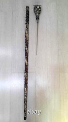 Black Friday Chevaux Manipulés Collector Handmade Walking Stick, Cane Sculptée En Bois