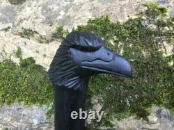 Black Raven Tête Sculptée Poignée Vintage Bâton De Marche En Bois Noir Article Cadeau