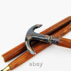 Brass Head Designer Handle Wooden Vintage Walking Cane Stick Ensemble De 9 Pcs Cadeau