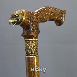Bronze Aigle Canne Main Bâton De Marche En Bois Accessoires Unique Hommes Chêne