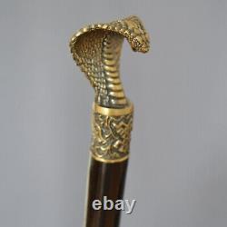 Bronze Cobra Handmade Canne Bâton De Marche En Bois Cadeau Unique Accessoires Pour Hommes