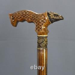 Bronze Dragon Cane Handmade Bâton De Marche En Bois Accessoires Homme Unique Chêne