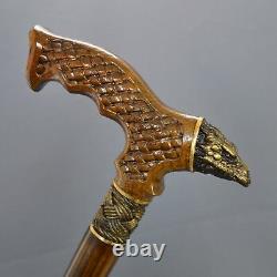 Bronze Dragon Cane Handmade Bâton De Marche En Bois Accessoires Homme Unique Chêne