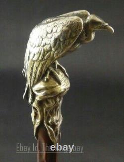 Buzzard Vulture Bird Bâton De Marche En Bois Canne À Pied Oiseau À La Main Sculpté Canne Gft