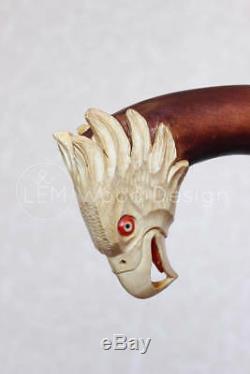 Canne Aigle D'amérique & Serpent Poignée Et Bâton Sculptés Canne En Bois Nw57