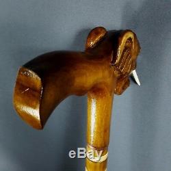 Canne Bâton Éléphant En Bois Fait Main Woodcarving Exclusif Handwork