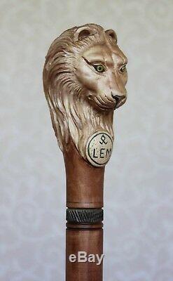 Canne Canne Lion Poignée Sculptée Bâton En Bois Randonnée Sur Mesure