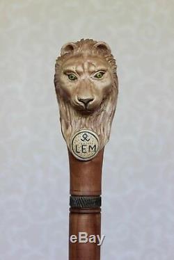 Canne Canne Lion Poignée Sculptée Bâton En Bois Randonnée Sur Mesure