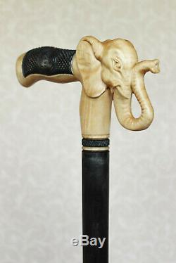 Canne D'éléphant Bâton En Bois De Style Manche Sculpté À La Main Et Bâton Simple