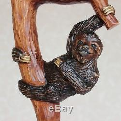 Canne Personnalisée Avec Manche Sculpté À La Main Et Manche De Randonnée Sloth Wood