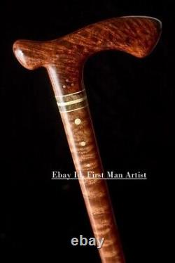 Canne de marche élégante en bois, fabriquée à la main pour hommes et femmes, cadeau de Noël H01