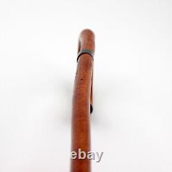 Canne de marche en bois avec poignée courbée en argent sterling antique, 34 pouces, légère et solide