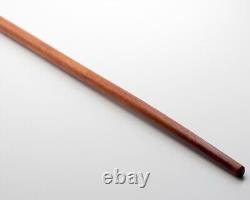 Canne de marche en bois avec poignée courbée en argent sterling antique, 34 pouces, légère et solide