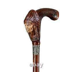 Canne de marche en bois, bâton de chef indien sculpté à la main en bois pour hommes et femmes