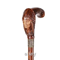 Canne de marche en bois, bâton de chef indien sculpté à la main en bois pour hommes et femmes