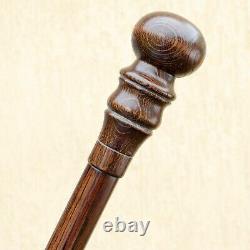 Canne de marche en bois sculpté à la main avec poignée élégante en forme de bouton, cannes de marche en bois de créateur.