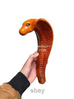 Canne de marche en bois sculpté à la main en forme de serpent Cobra - Meilleur cadeau de Noël