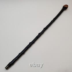 Canne de marche irlandaise vintage en shillelagh en prunellier laqué avec pointe en métal 36